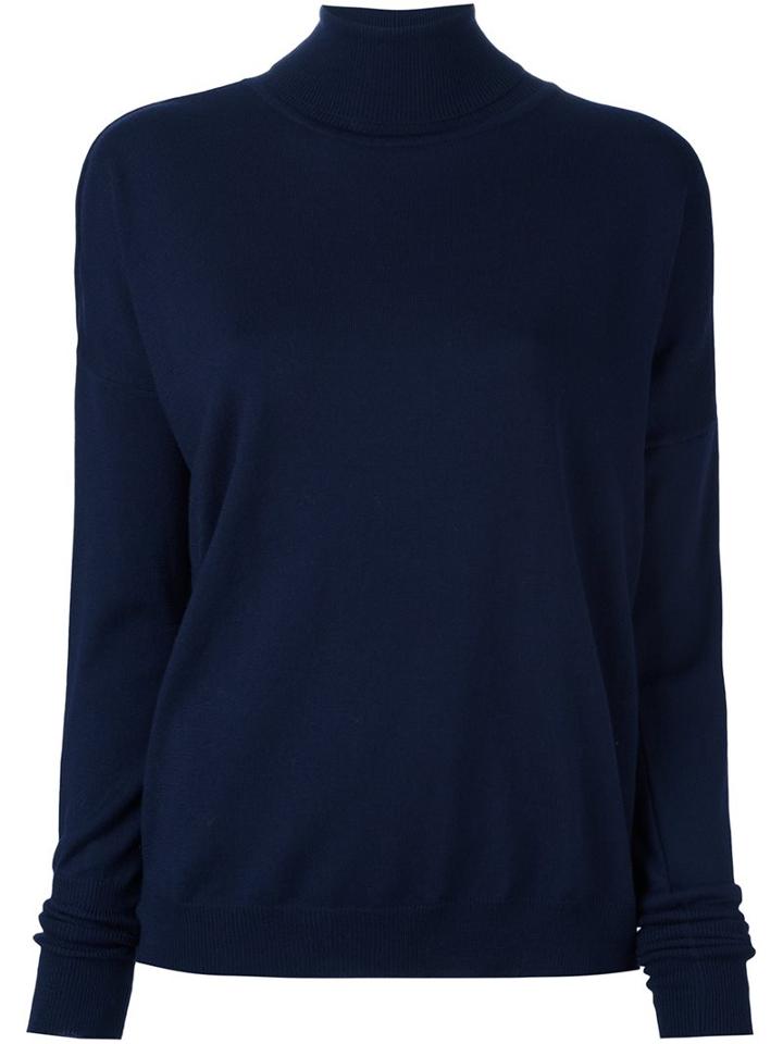 Roseanna Fine Knit Turtleneck Jumper, Women's, Size: 36, Blue, Wool