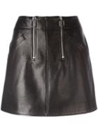 Courrèges Zipped Detailing A-line Skirt, Women's, Size: 38, Black, Lamb Skin/cotton/cupro