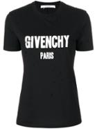 Givenchy - Distressed Logo Print T-shirt - Women - Cotton - M, Black, Cotton