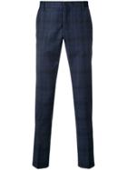 Entre Amis Checked Skinny Trousers - Blue