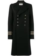 Saint Laurent Double Breasted Military Coat - Black