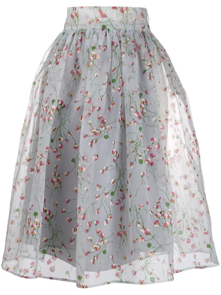 Miu Miu Daisy Print A-line Skirt - Blue