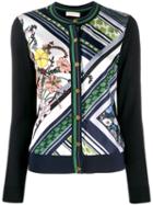 Tory Burch Printed Panelled Cardigan - Blue