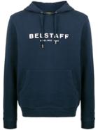 Belstaff Logo Print Fitted Hoodie - Blue