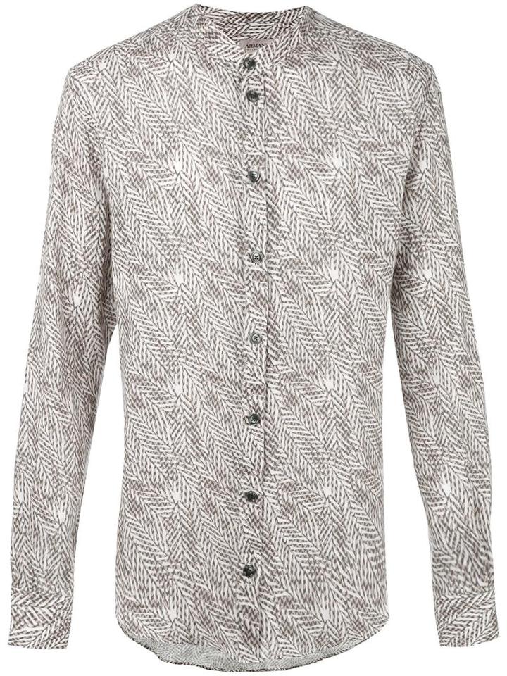 Armani Collezioni Printed Shirt, Men's, Size: Xl, Linen/flax