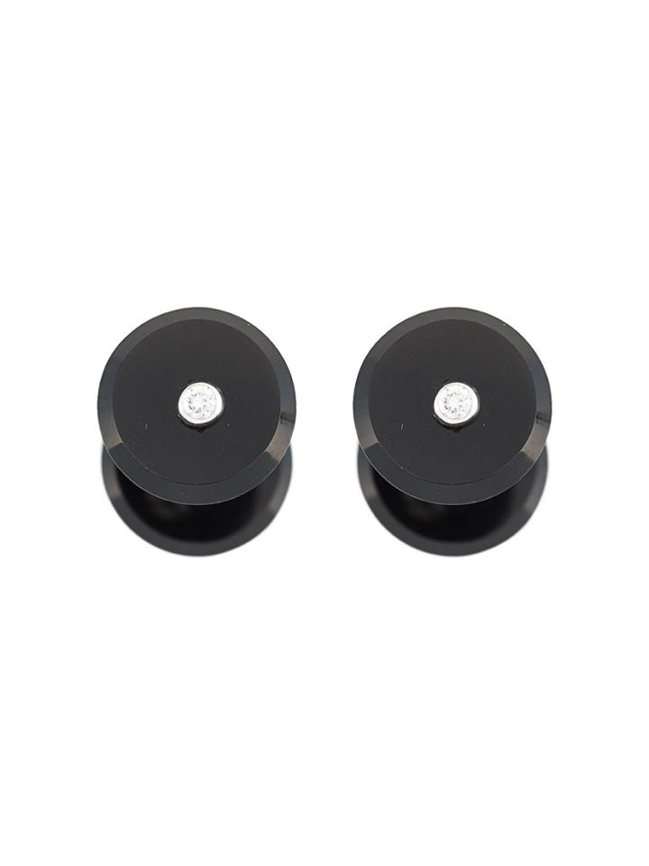 Simonetta Bianchini Diamond Embellished Disc Cuff Links - Black