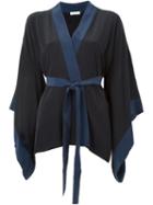 Equipment Contrast Trim Kimono, Women's, Size: Small, Black, Silk