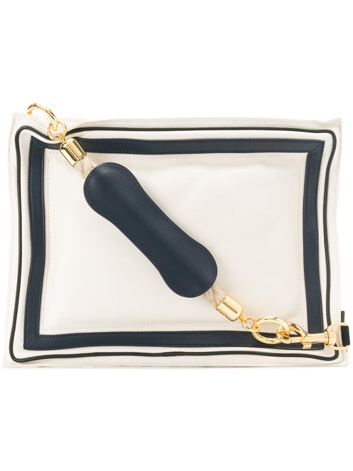 Sacai Square Shaped Logo Clutch Bag - White