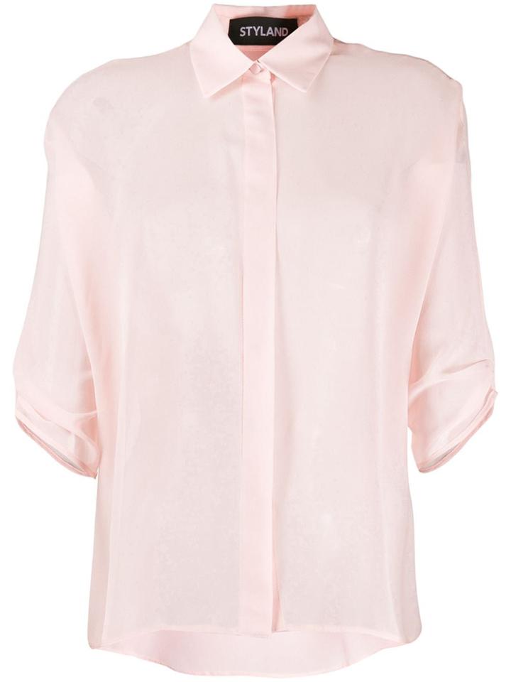 Styland Rolled Sleeve Shirt - Pink