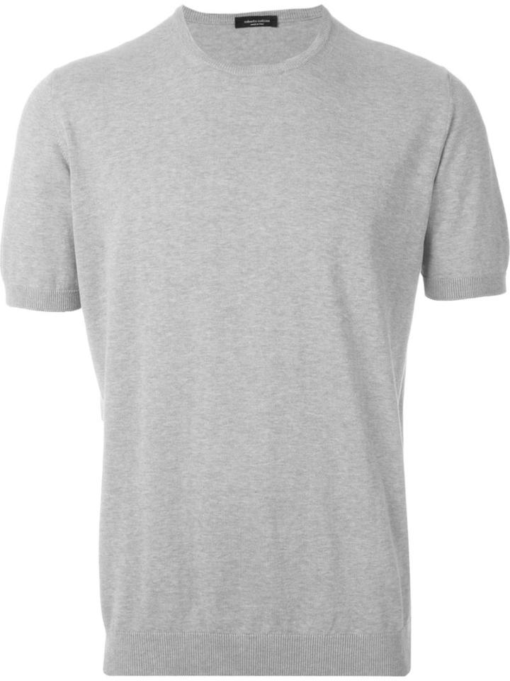Roberto Collina Classic T-shirt, Men's, Size: 50, Grey, Cotton