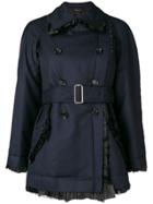 Comme Des Garçons Double Breasted Jacket With Pleated Trim - Blue