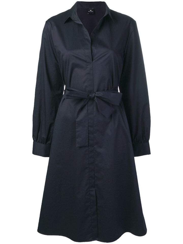 Ps Paul Smith Tie Waist Shirt Dress - Blue