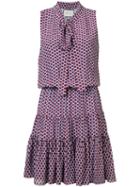 Alexis - Spotted Pussy Bow Dress - Women - Silk/polyester - S, Pink/purple, Silk/polyester