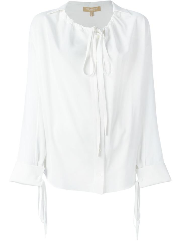 Michael Kors Tie Neck Button Down Shirt, Women's, Size: Xs, White, Silk