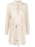 Roberto Cavalli Tie Front Dress - Neutrals