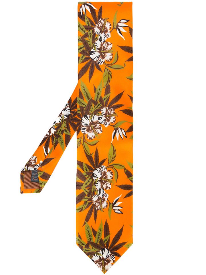 Sss World Corp Floral Print Tie - Yellow & Orange