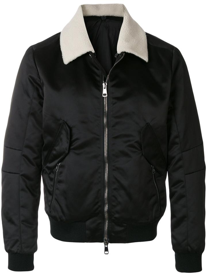 Low Brand Zipped Bomber Jacket - Black