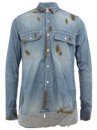Maison Mihara Yasuhiro Burn Effect Denim Shirt, Men's, Size: 52, Blue, Cotton