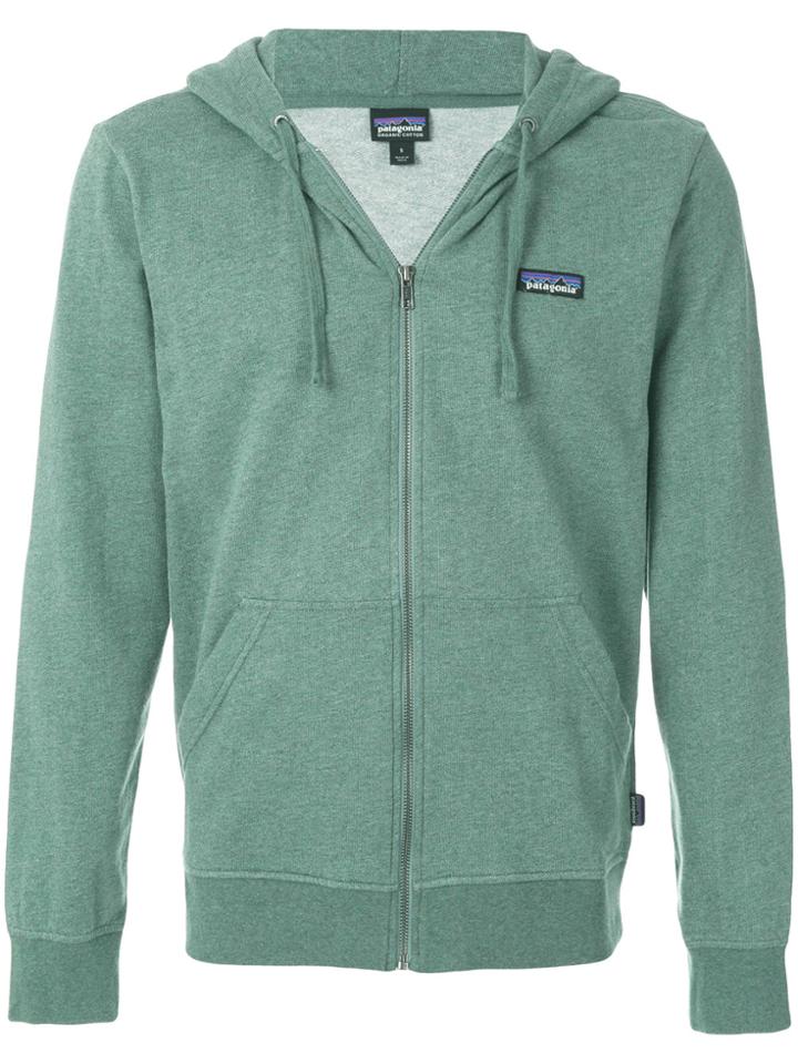 Patagonia Zip Front Logo Hoodie - Green