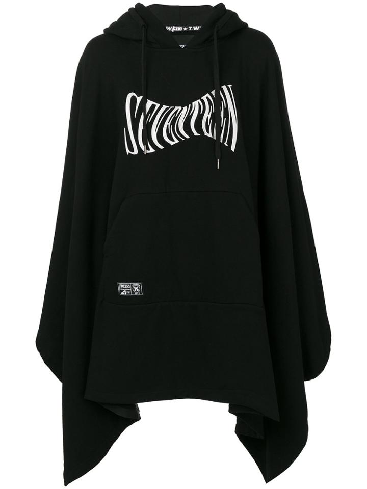 Ktz Seventeen Embroidered Poncho - Black