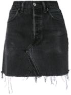 Re/done - Frayed Denim Skirt - Women - Cotton - 26, Black, Cotton