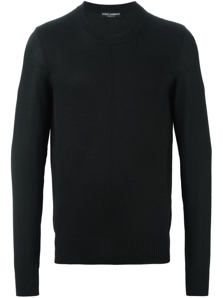 Dolce & Gabbana Crew Neck Jumper, Men's, Size: 52, Black, Cashmere