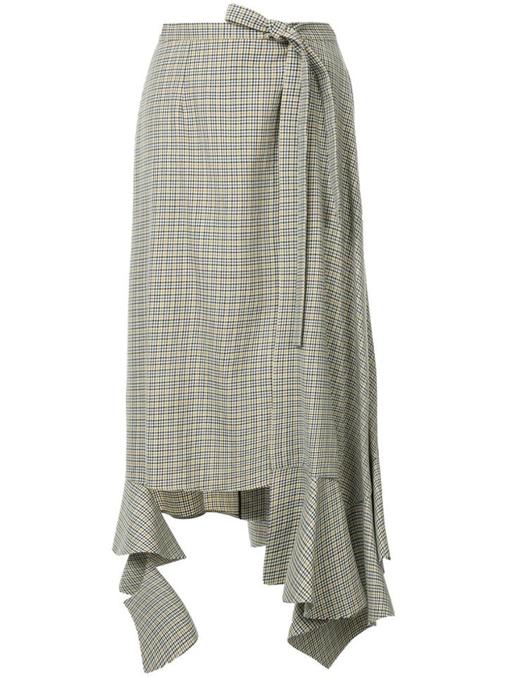 Irene Check Asymmetric Skirt - Grey
