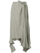 Irene Check Asymmetric Skirt - Grey