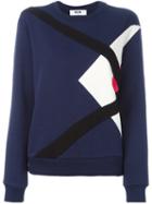 Msgm Abstract Pattern Sweatshirt, Women's, Size: Medium, Blue, Cotton