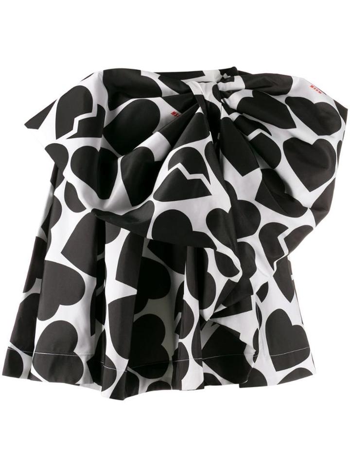 Msgm Heart Pattern Full Skirt - Black
