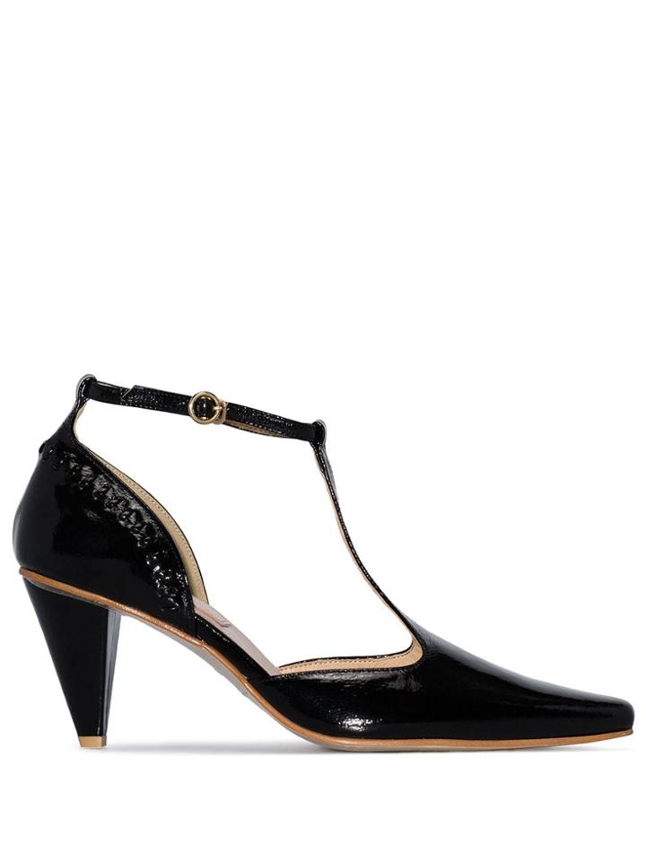 Reike Nen T-bar Patent 80mm Pumps - Black