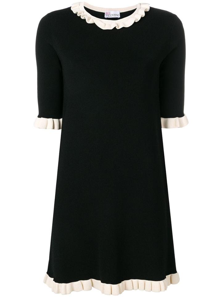 Red Valentino Frilled Trim Knitted Dress - Black