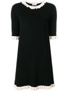 Red Valentino Frilled Trim Knitted Dress - Black