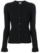 Emilio Pucci - Contrast Detail Ribbed Cardigan - Women - Polyester/viscose - Xl, Black, Polyester/viscose