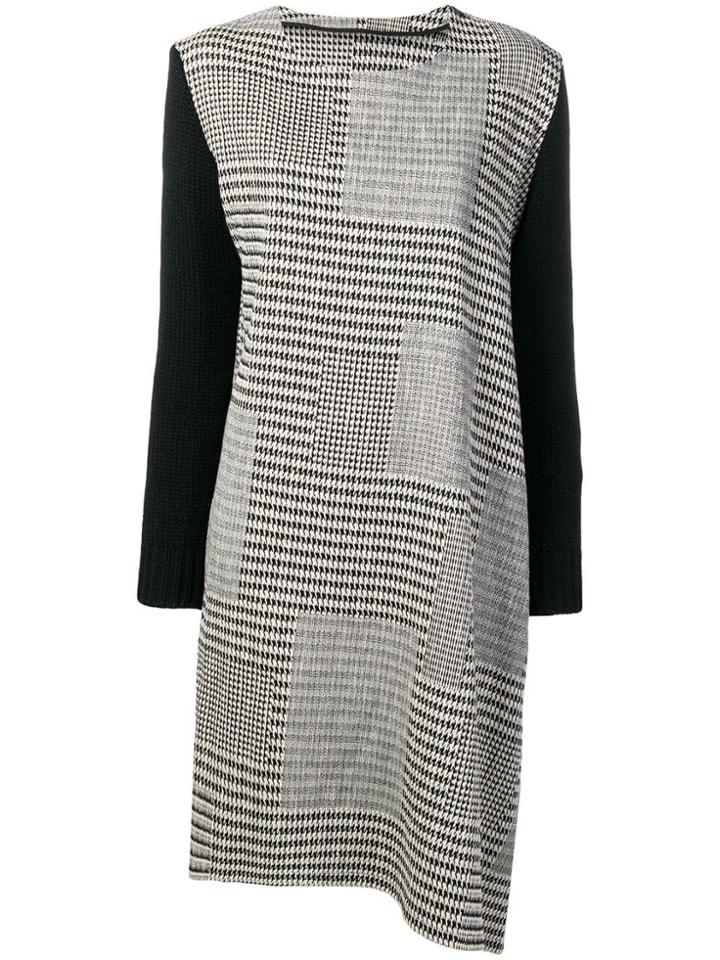 Y's Long-sleeve Check Dress - Black