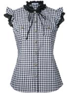 Guild Prime - Gingham Frilled Sleeveless Shirt - Women - Cotton - 34, Black, Cotton