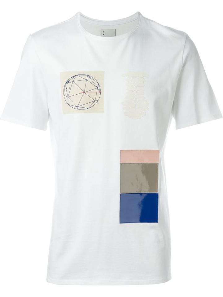 Cy Choi Patch Detail T-shirt, Men's, Size: L, White, Cotton/polyurethane/polyester