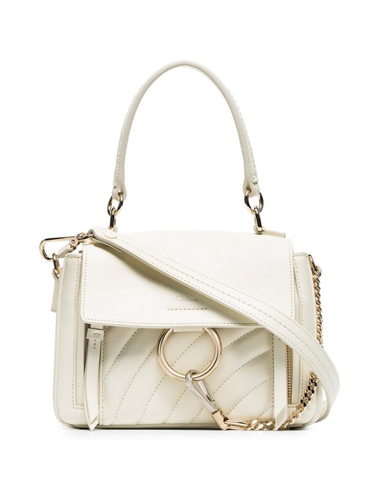 Chloé White Faye Day Mini Quilted Leather Shoulder Bag