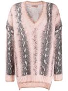 Twin-set Snakeskin Pattern Jumper - Pink