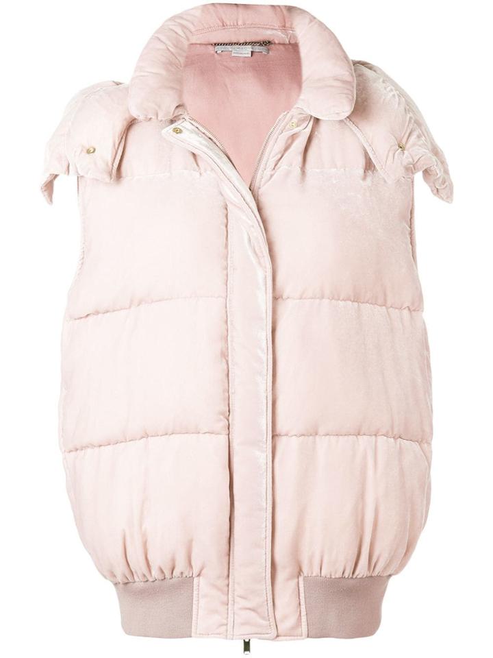 Stella Mccartney Oversized Velvet Puffer Gilet - Pink & Purple