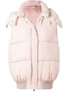 Stella Mccartney Oversized Velvet Puffer Gilet - Pink & Purple