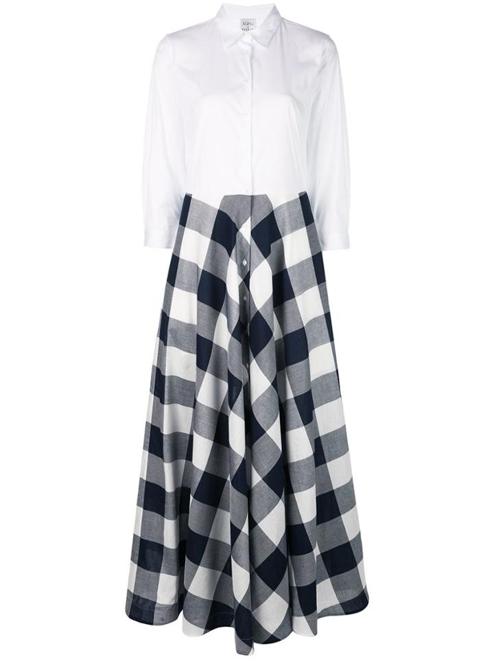 Sara Roka Contrast Top Long Dress - White