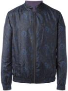 Etro Floral Print Lightweight Jacket, Men's, Size: Small, Blue, Polyester/cotton
