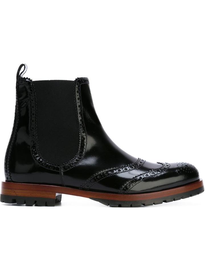 Dolce & Gabbana Brogue Detailing Chelsea Boots