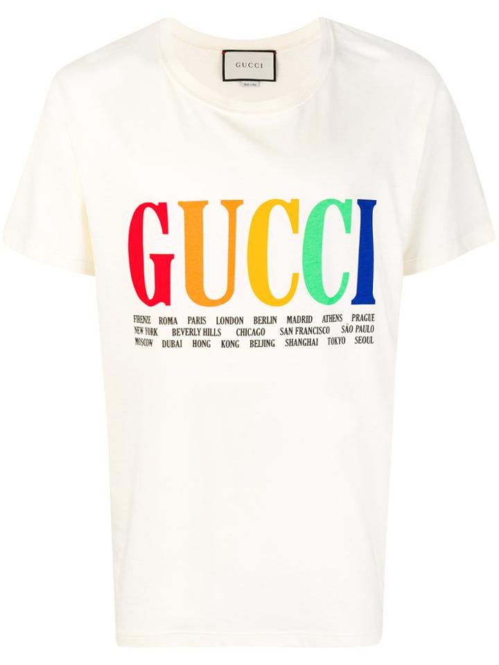 Gucci Cities Cotton T-shirt - Nude & Neutrals