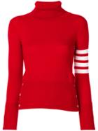 Thom Browne - Striped Trim Jumper - Women - Cashmere - 42, Red, Cashmere