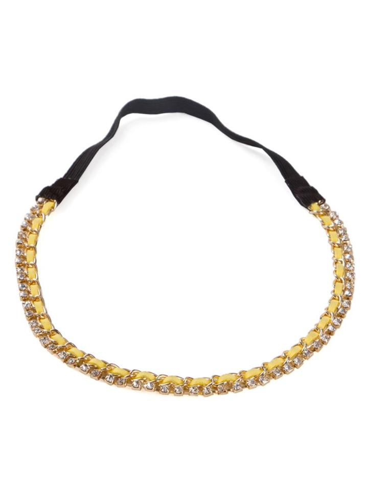 Serpui Embellished Headband, Women's, Yellow/orange, Leather