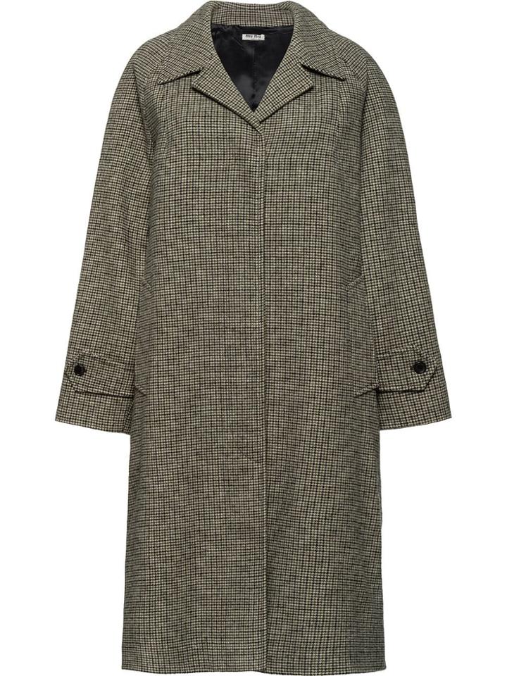 Miu Miu Shetland Check Coat - Grey