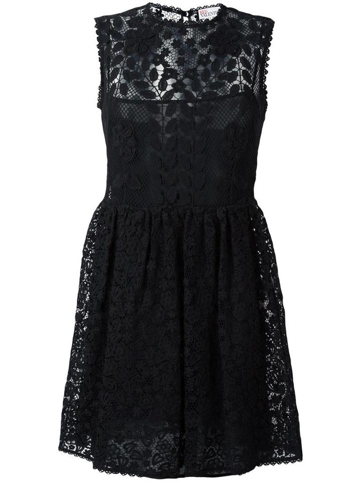 Red Valentino Macramé Dress, Women's, Size: 42, Black, Polyester/cotton