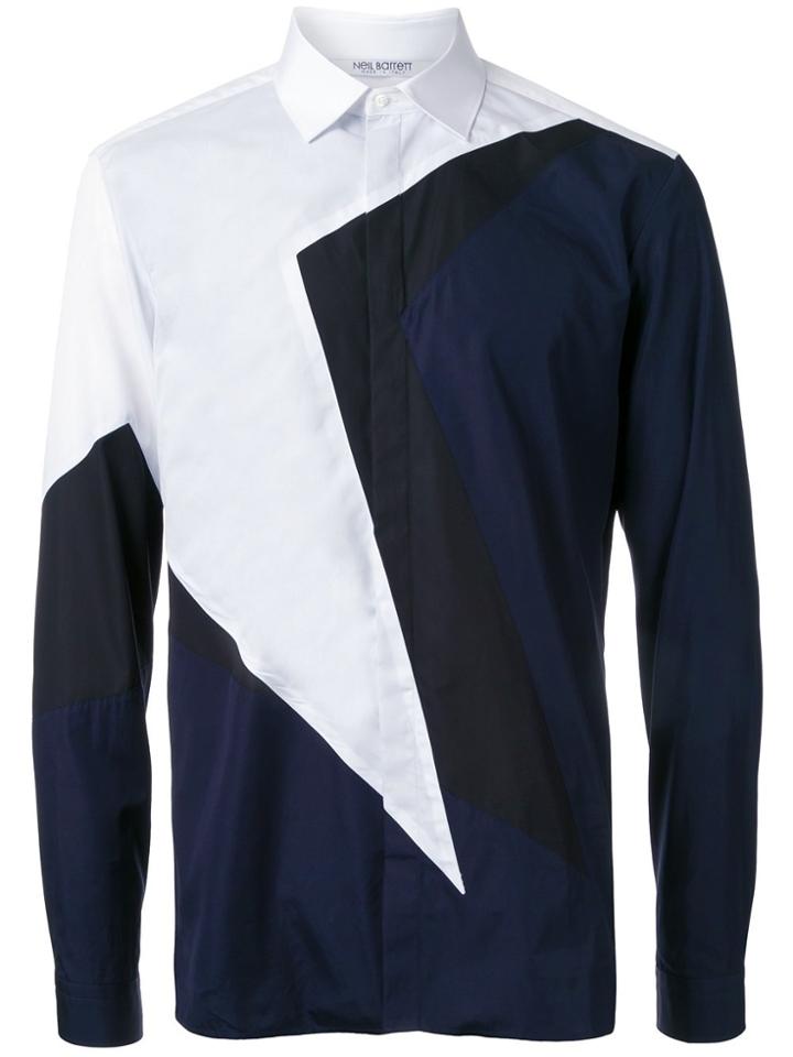 Neil Barrett Colour Block Button Down Shirt - Blue